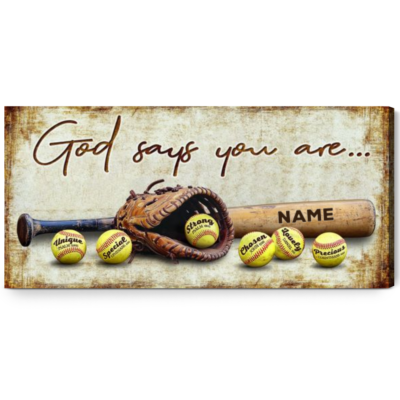 Inspirational Softball Gift Ideas Sport God Says You Are Wall Art Decor