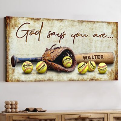 Inspirational Softball Gift Ideas Sport God Says You Are Wall Art Decor