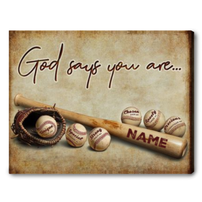 Inspirational Baseball Gift Ideas Sport God Says You Are Canvas Print