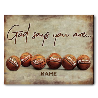 Inspirational Basketball Gift Ideas Sport God Says You Are Canvas Print