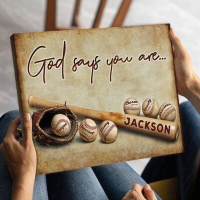 Inspirational Baseball Gift Ideas Sport God Says You Are Canvas Print