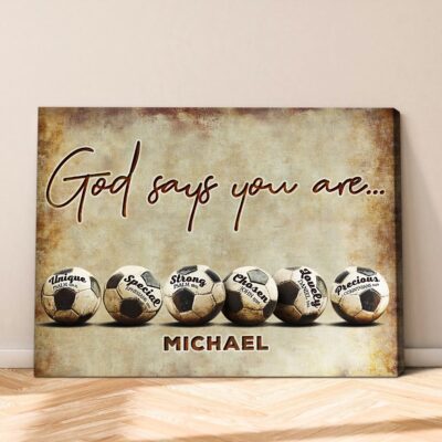 Inspirational Soccer Gift Ideas Sport God Says You Are Canvas Print