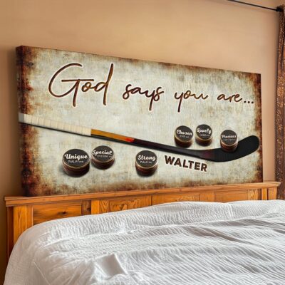 Inspirational Hockey Gift Ideas Sport God Says You Are Wall Art Decor