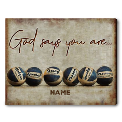 Inspirational Volleyball Gift Ideas Sport God Says You Are Canvas Print