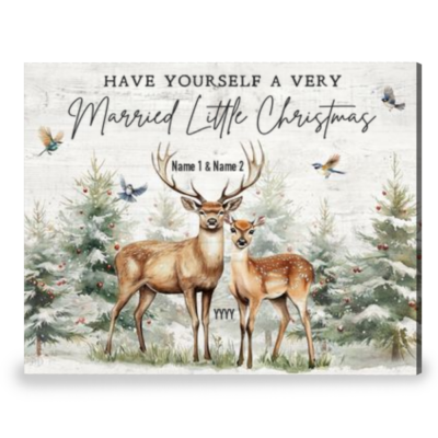 Christmas Gifts for Married Couples Newlyweds Gifts Buck and Doe Custom Canvas Print