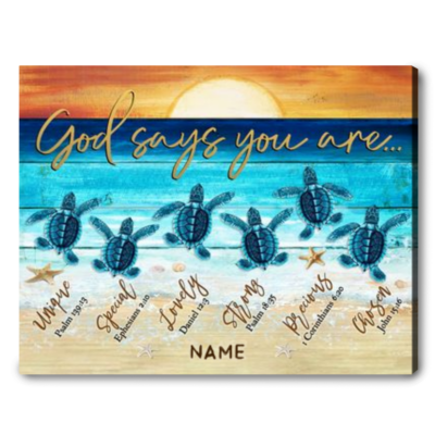 Inspirational Beach Turtles Gift Ideas Sport God Says You Are Canvas Print