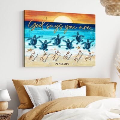 Inspirational Beach Turtles Gift Ideas Sport God Says You Are Canvas Print