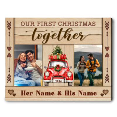 Our First Christmas Together Gift Ideas Custom Anniversary Canvas Wall Art