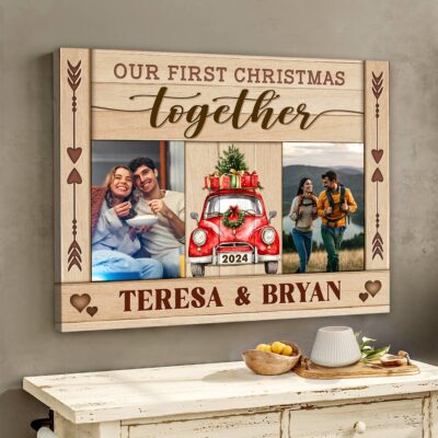 Our First Christmas Together Gift Ideas Custom Anniversary Canvas Wall Art