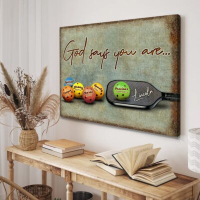 Inspirational Pickleball Gift Ideas Sport God Says You Are Canvas Print