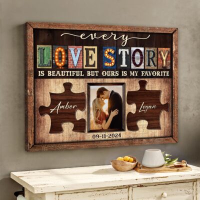 Custom Couple Photo Anniversary Gift Love Story Canvas Wall Art Decor