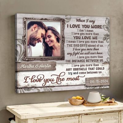 Personalized Couple Photo Gift I Love You The Most Canvas Wall Art Decor