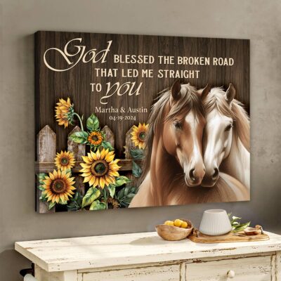 Custom Gift For Him And Her Unique Couple Horse Canvas Wall Art Decor