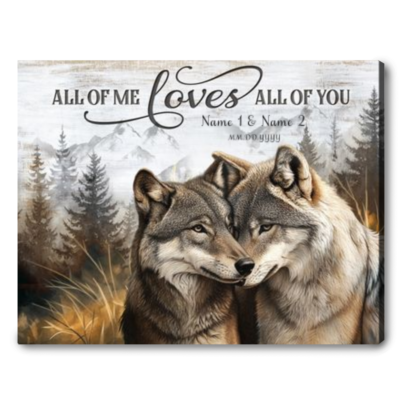 Perfect Wedding Gift For Husband And Wife Personalized Wolf Couple Canvas Wall Art