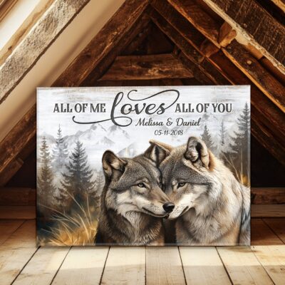 Perfect Wedding Gift For Husband And Wife Personalized Wolf Couple Canvas Wall Art