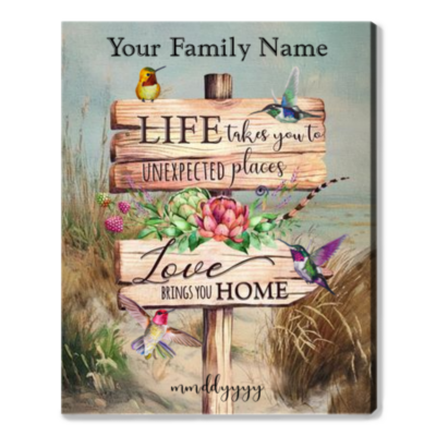 Custom Family Gift Idea Love Brings You Home Canvas Print