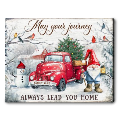 Christmas Red Truck Family Gift Custom Home Wall Art Decor