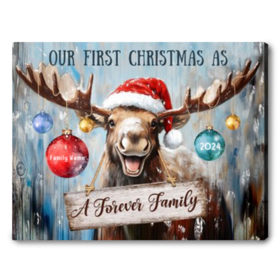 Christmas Funny Moose Family Gift Custom Home Wall Art Decor