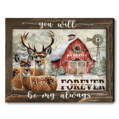 Personalized Farmhouse Christmas Couple Gift Buck And Doe Wedding Anniversary Canvas