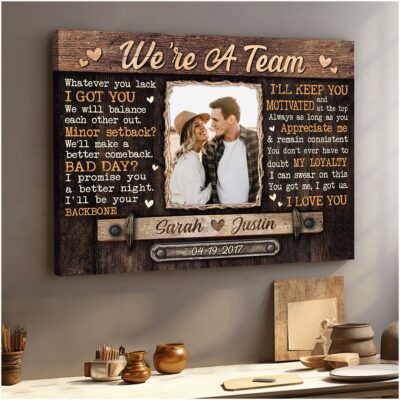 Custom Couple Photo Anniversary Gift We're a Team Canvas Wall Art