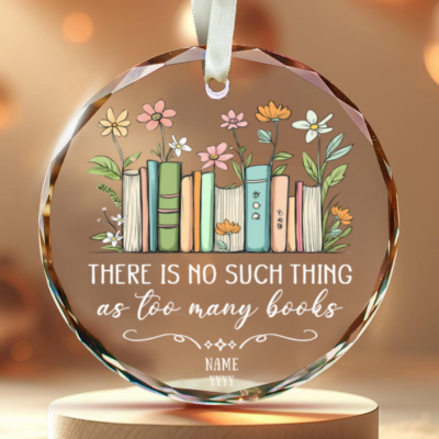 Book Lovers Gift Custom Reader Name Glass Ornament