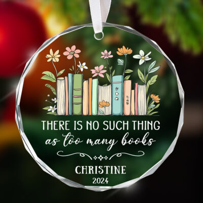 Book Lovers Gift Custom Reader Name Glass Ornament