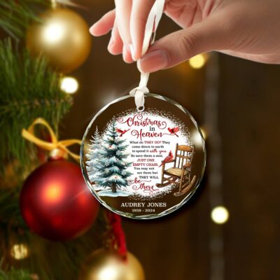 Memorial Cardinal Ornaments Gift Christmas In Heaven Custom Glass Ornament