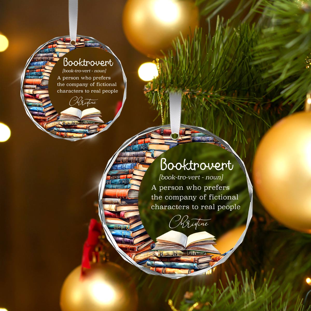 Personalized Christmas Book Tree Ornament Custom Acrylic Book Lover