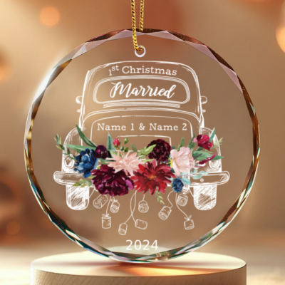 First Christmas Married Glass Ornament Christmas Gifts for Newlywed Couples