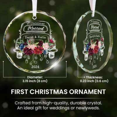 First Christmas Married Glass Ornament Christmas Gifts for Newlywed Couples