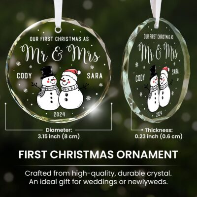 First Christmas as Mr and Mrs Glass Ornament Christmas Newlywed Gift