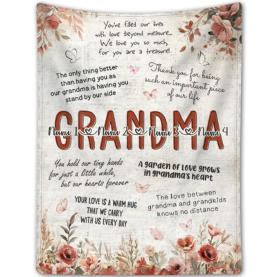 Personalized Gift for Grandma Messages to Grandma Fleece Blanket