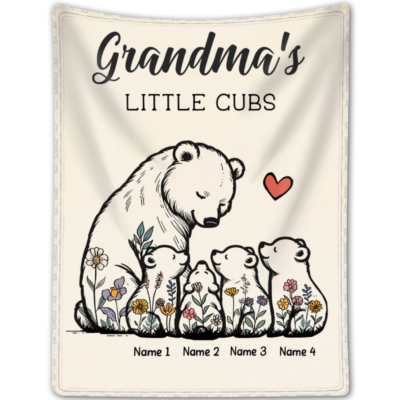 Personalized Gift for Grandma Grandma's Little Cubs Fleece Blanket