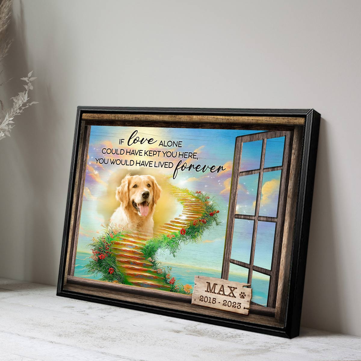 Store All Dogs go to Heaven, memorial English Cream Golden Retriever art, CANVAS, panel, fowler, gift, remembrance