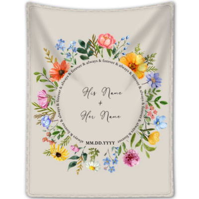 Personalized Fleece Blankets Floral Wedding Anniversary Gift