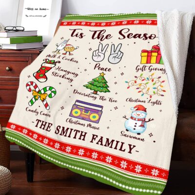 Custom Christmas Blankets With Name Cute Holiday Season Gift For Loved One