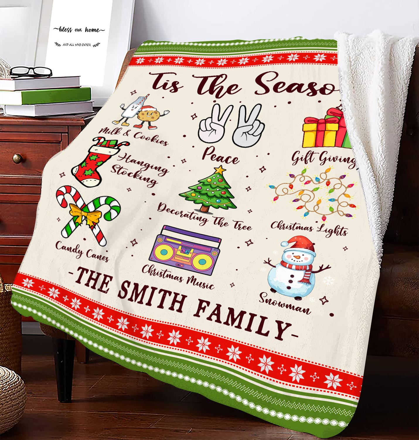 Personalized Wedding gift Name Holiday Knit Christmas orders Blanket