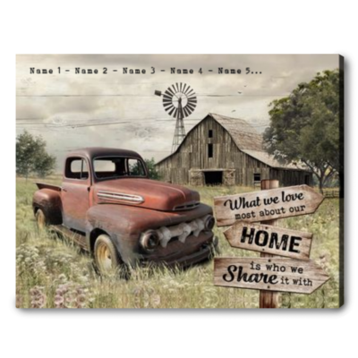 Customized Farmhouse Rusty Truck Canvas Wall Art Country Living Home Decor