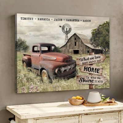 Customized Farmhouse Rusty Truck Canvas Wall Art Country Living Home Decor