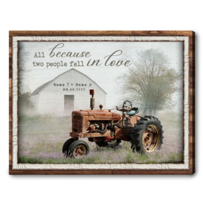 Misty Farm Old Tractor Farmhouse Wall Art Custom Canvas Gift For Her And Him