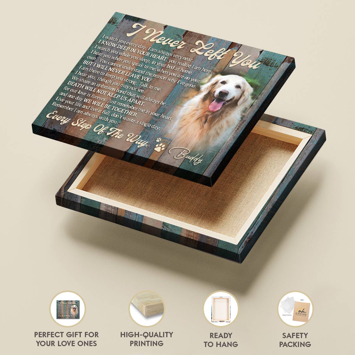 Sentimental Pet Loss Gifts Custom Memorial Photo Canvas Wall Art