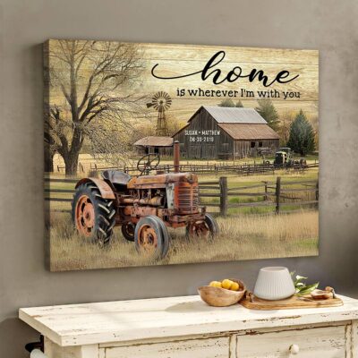 Farmhouse Decor Old Tractor Wall Art Unique Gift Idea For Couple