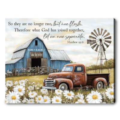 Vintage Barn With Rustic Truck Wall Decor Custom Couple Name Canvas Gift