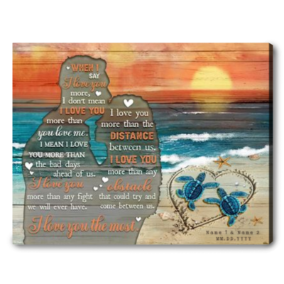 Beach Turtles Couple Gift Custom Canvas Art For Husband And Wife