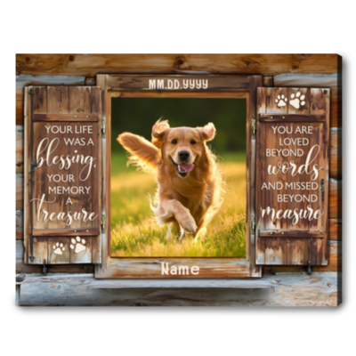 Dog Memorial Gifts Personalized Keepsake Pet Photo Canvas Wall Art