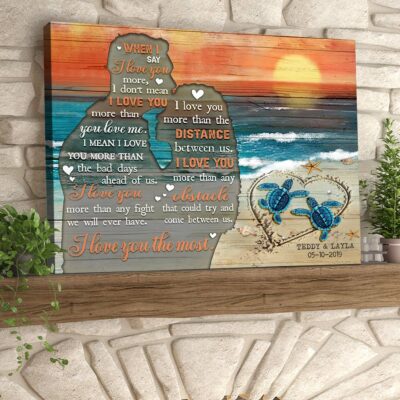 Beach Turtles Couple Gift Custom Canvas Art For Husband And Wife