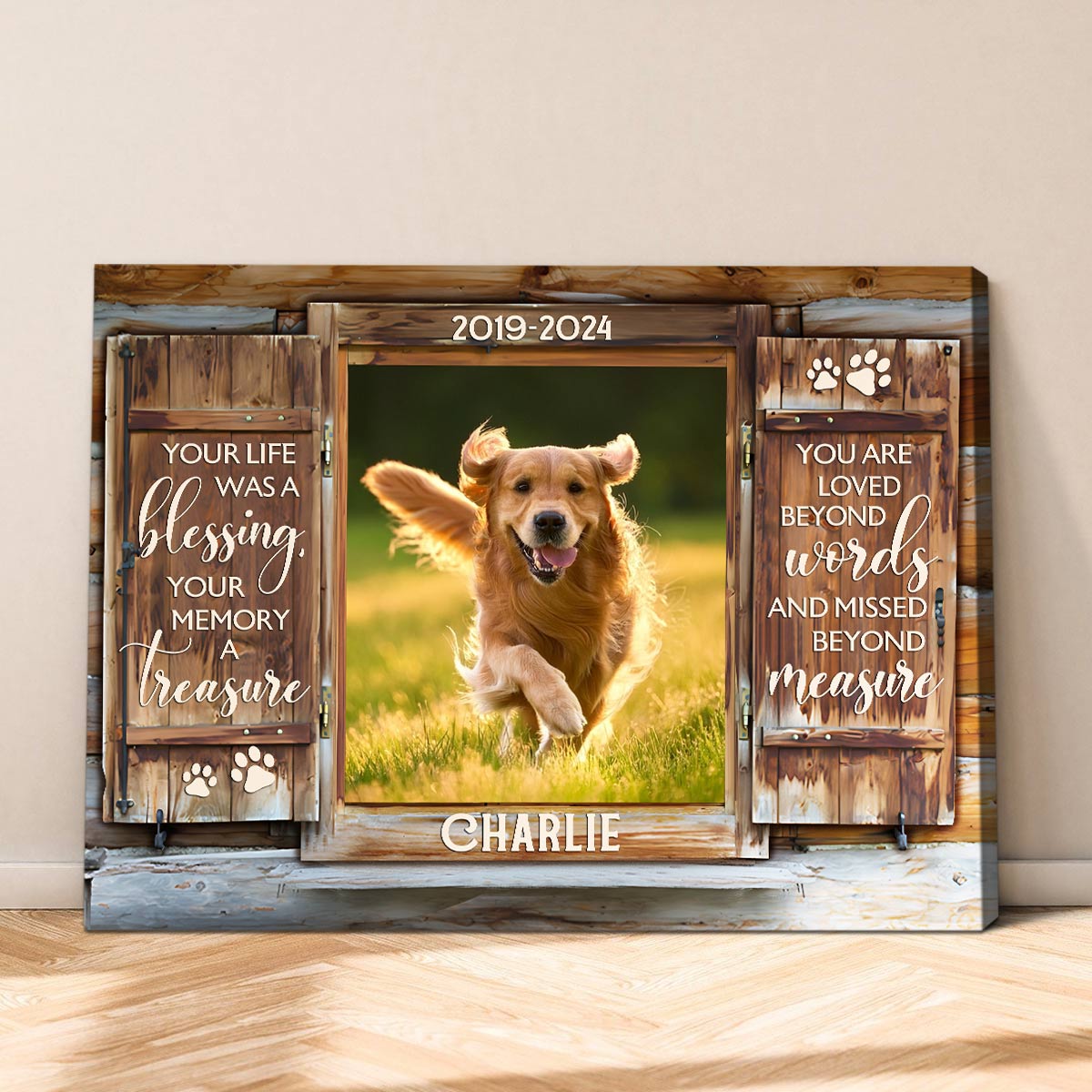 Dog Memorial Gifts Personalized Keepsake Pet Photo Canvas Wall Art