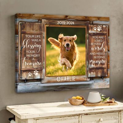 Dog Memorial Gifts Personalized Keepsake Pet Photo Canvas Wall Art