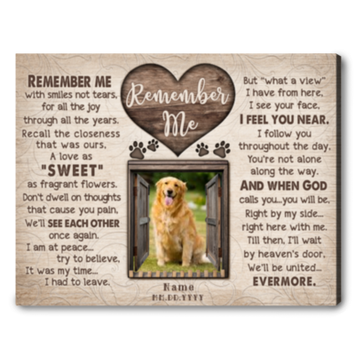 Dog Lover Remembrance Gifts Personalized Sympathy Pet Photo Canvas Print