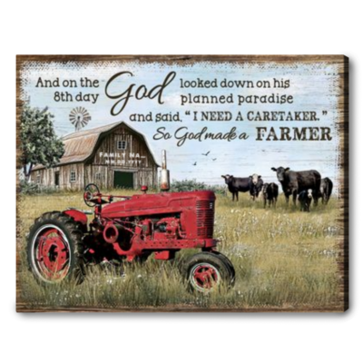 Vintage Farmhouse Wall Art Decor Personalized Family Farm Canvas